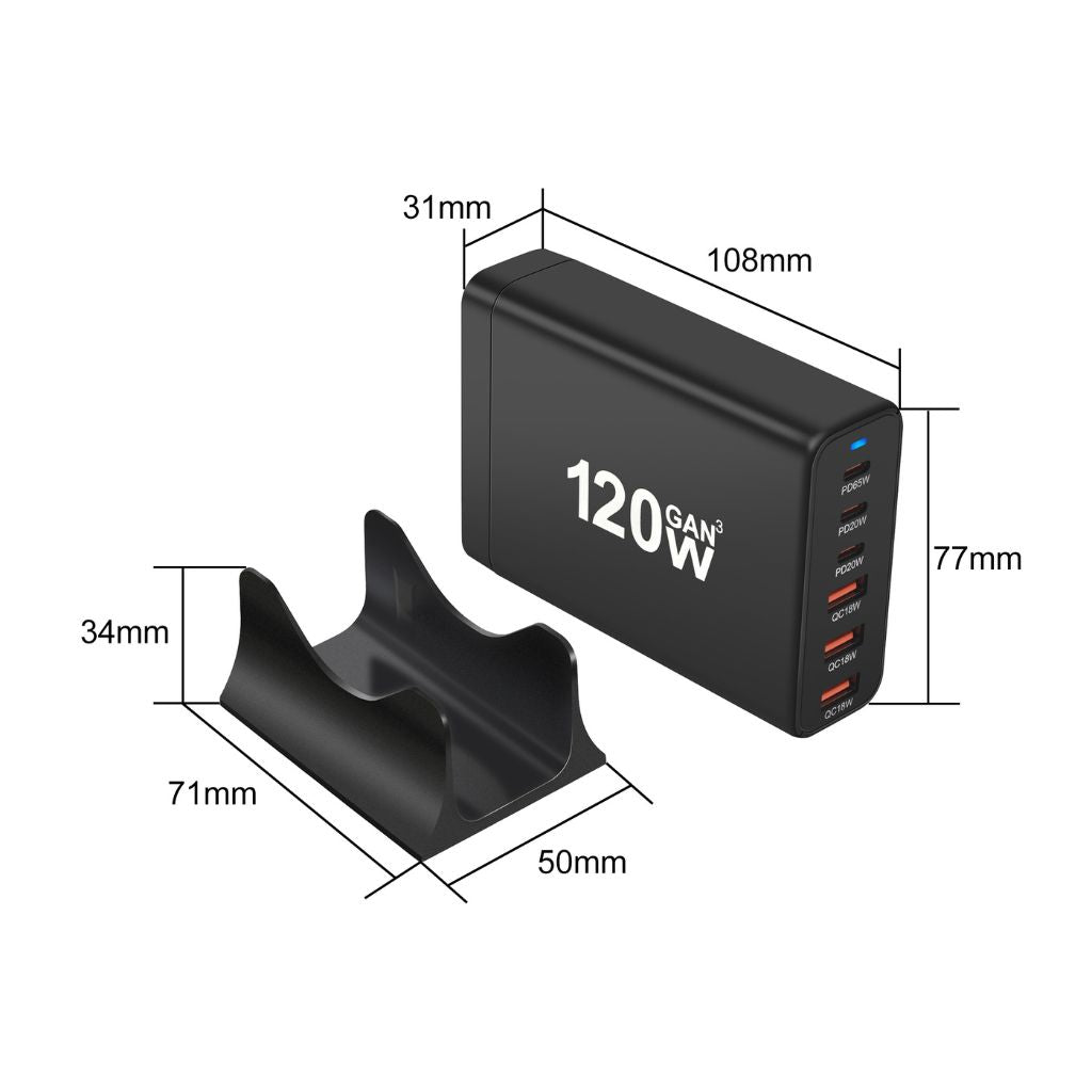 120W GaN 6 - Port USB - C Charger - MoodPeach