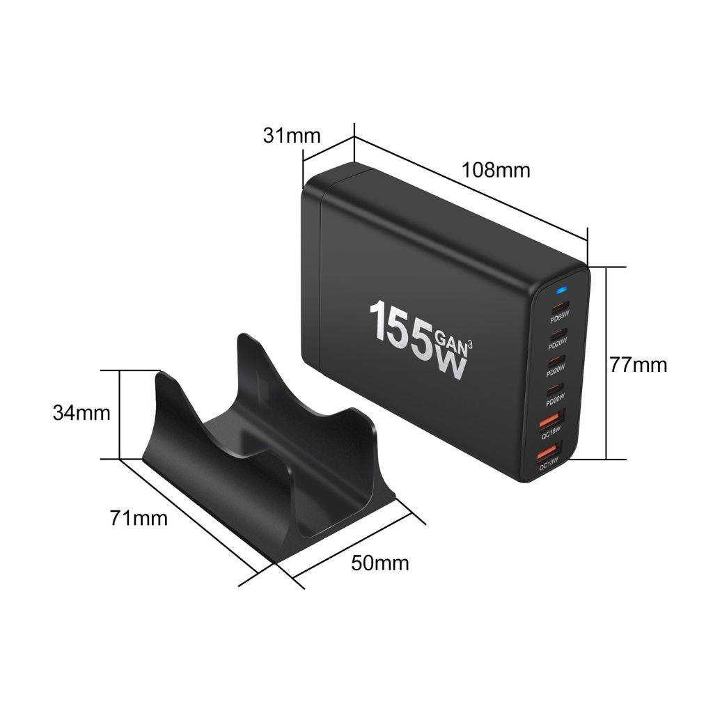 155W GaN 6 - Port USB - C Charger - MoodPeach