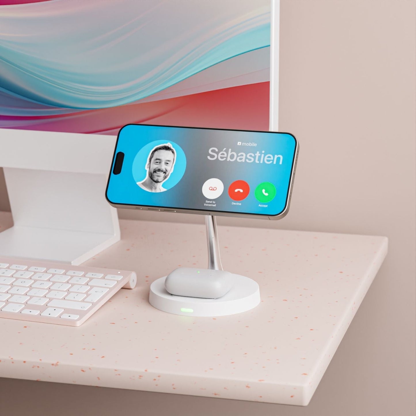 2 in 1 Magnetic Charger for Apple - MoodPeach