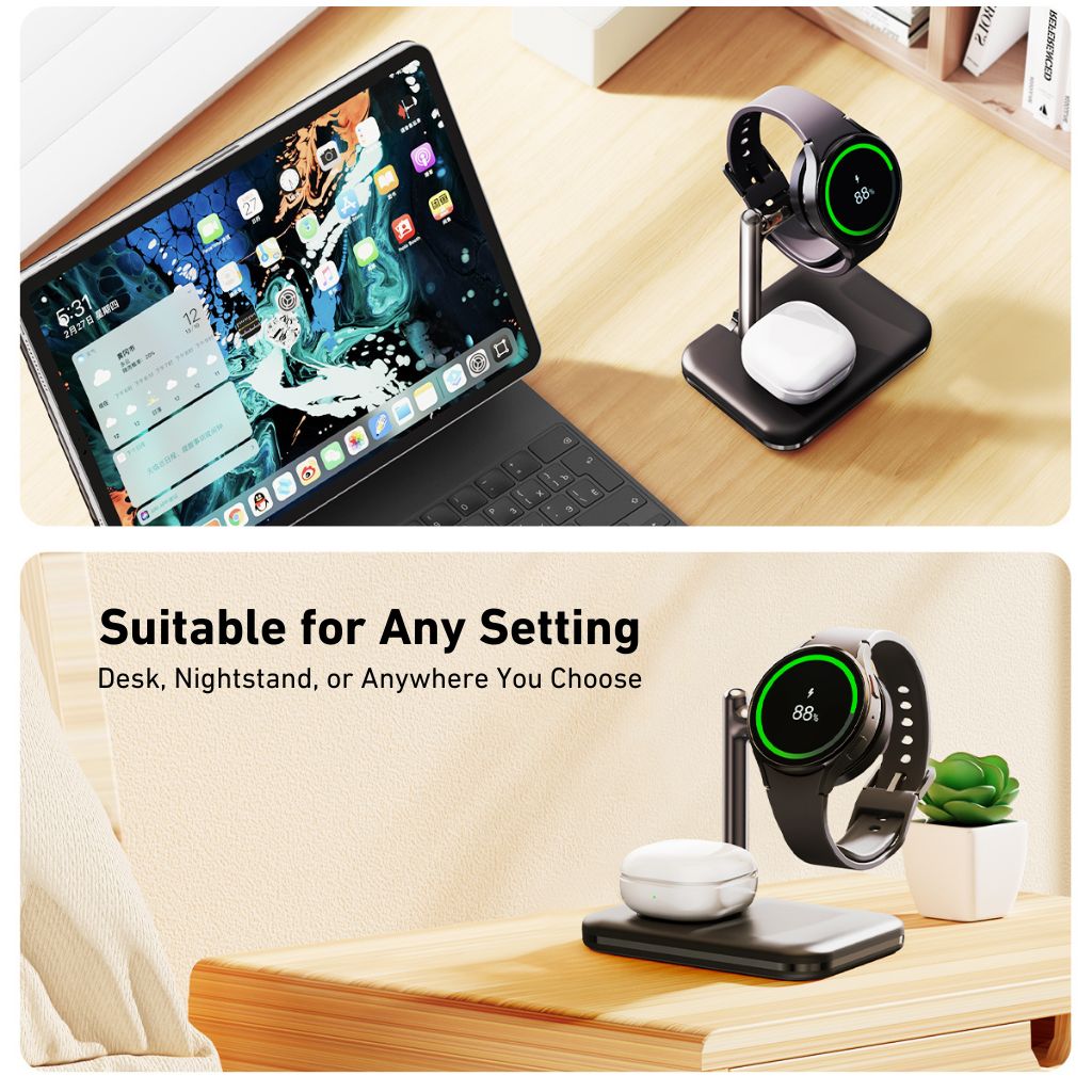 2 in 1 Samsung Watch & Buds Charger - MoodPeach