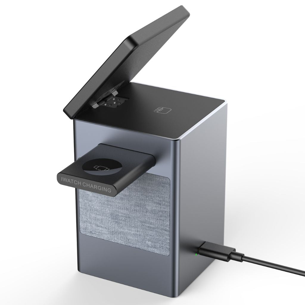 3 in 1 Magnetic Charger with Alarm Clock & Bluetooth Speaker for Apple - MoodPeach