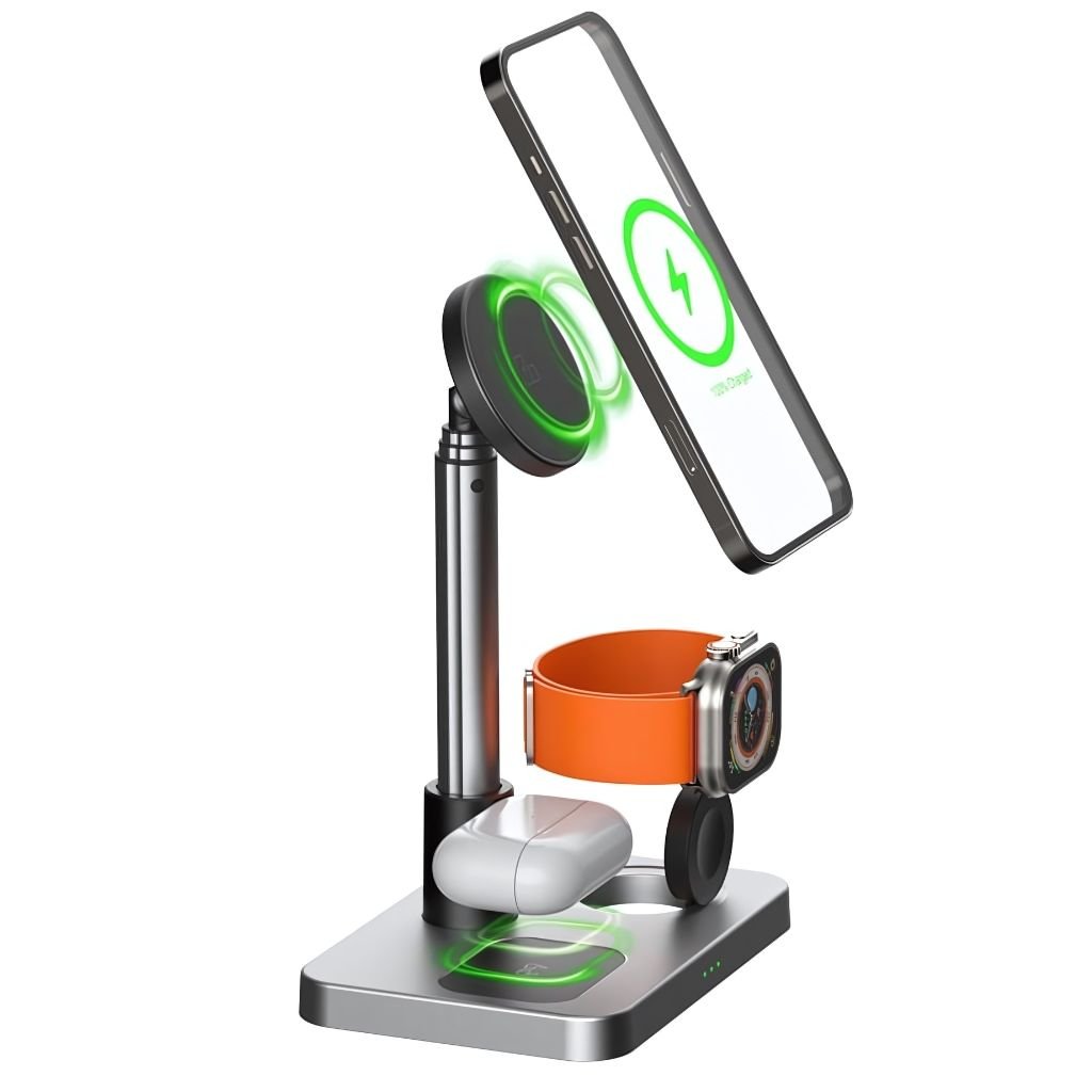 3 in 1 Magnetic Charger with Telescopic Reach for Apple - MoodPeach