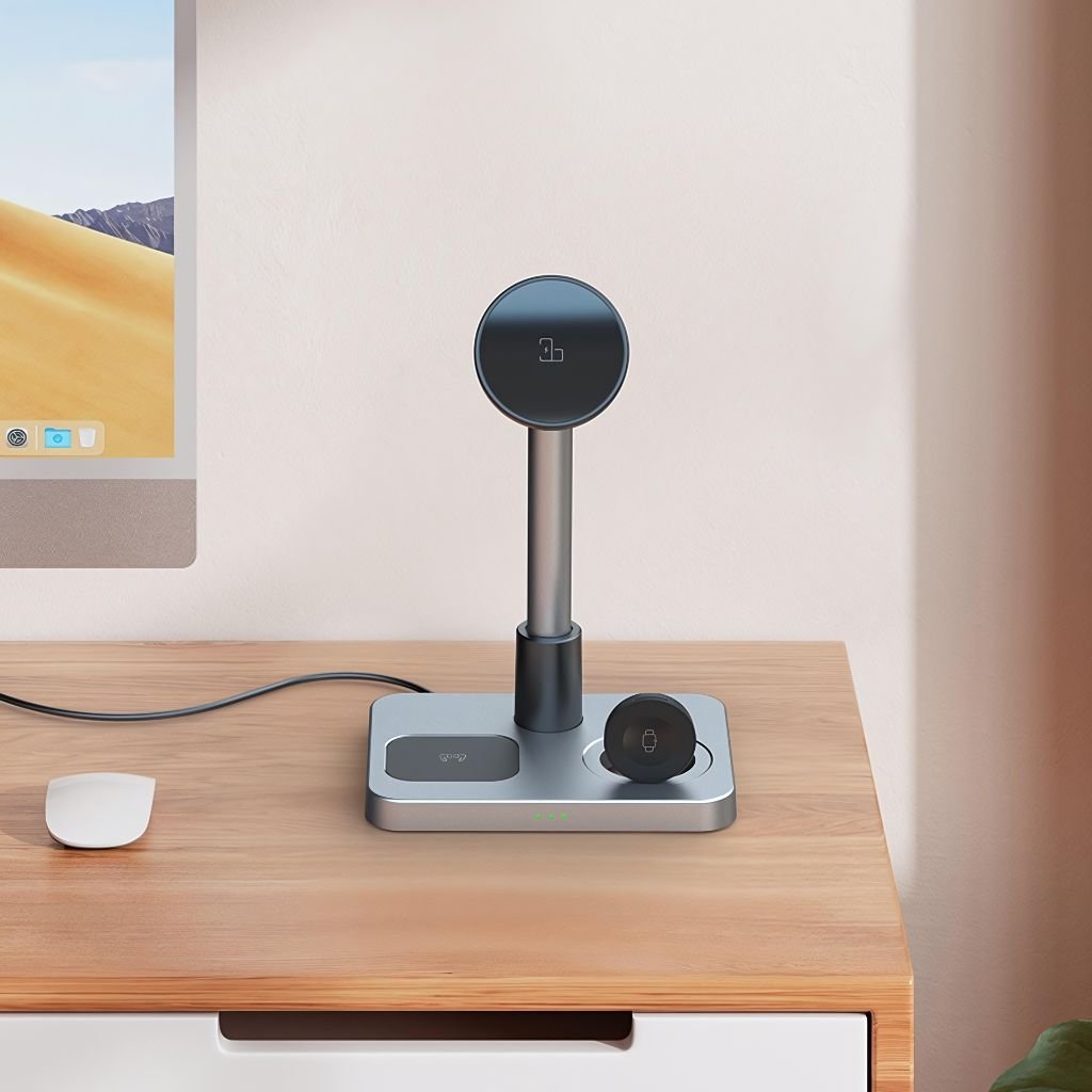 3 in 1 Magnetic Charger with Telescopic Reach for Apple - MoodPeach