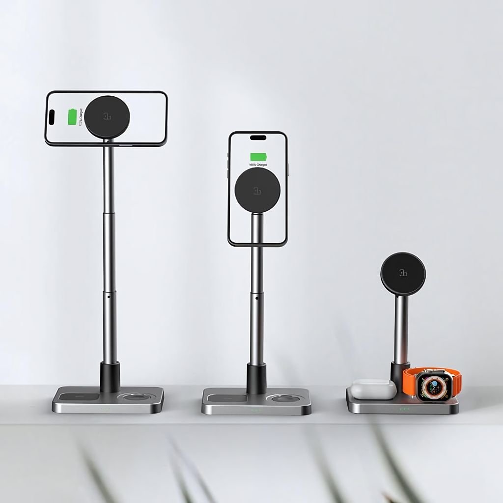 3 in 1 Magnetic Charger with Telescopic Reach for Apple - MoodPeach