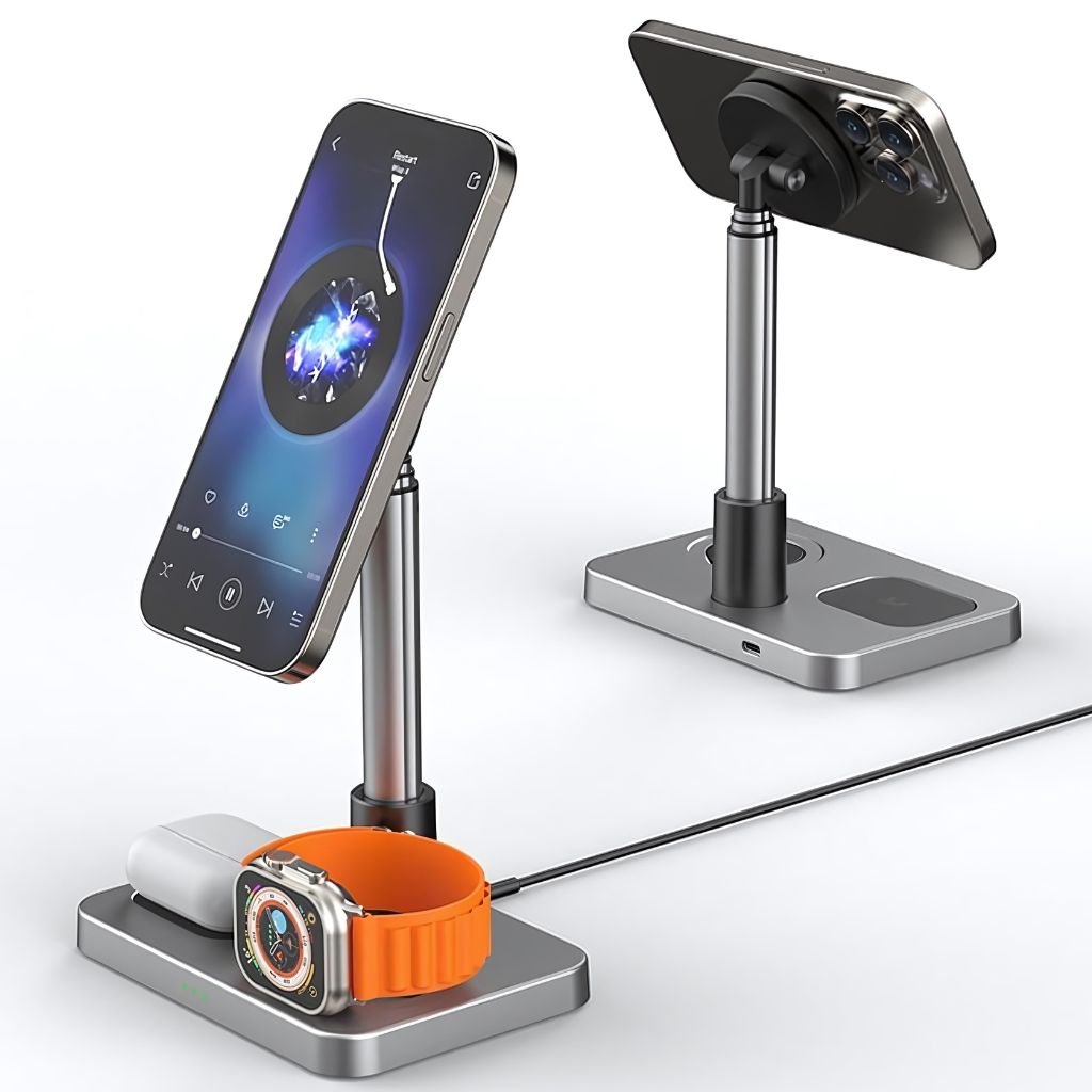 3 in 1 Magnetic Charger with Telescopic Reach for Apple - MoodPeach