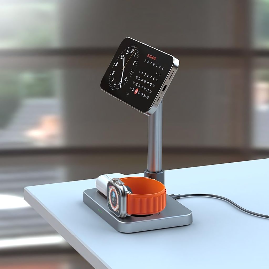 3 in 1 Magnetic Charger with Telescopic Reach for Apple - MoodPeach