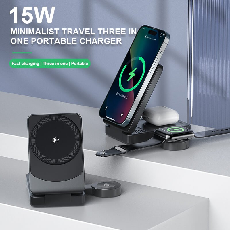 3 in 1 Qi2 Foldable Charger - MoodPeach