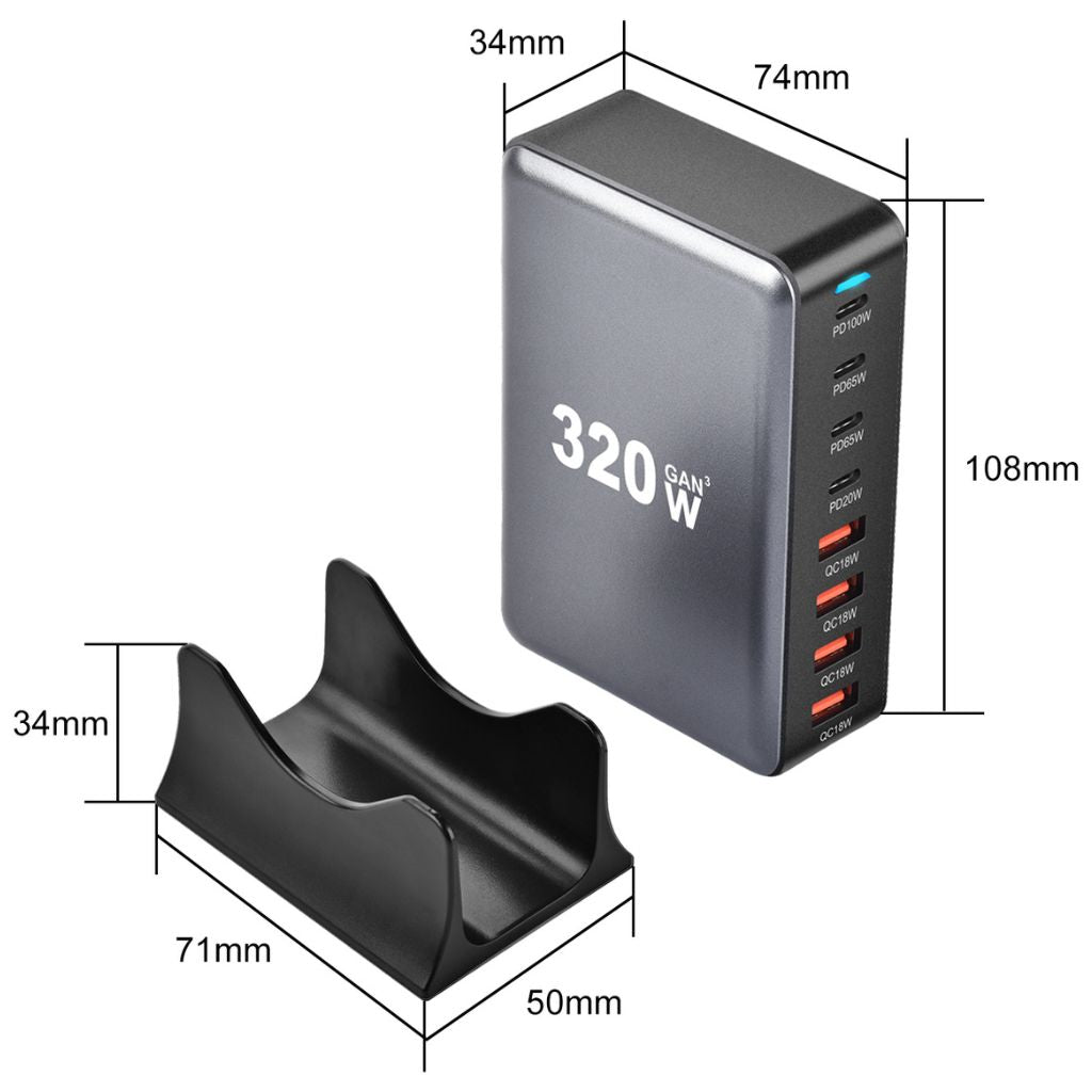 320W GaN 8 - Port USB - C Charger - MoodPeach