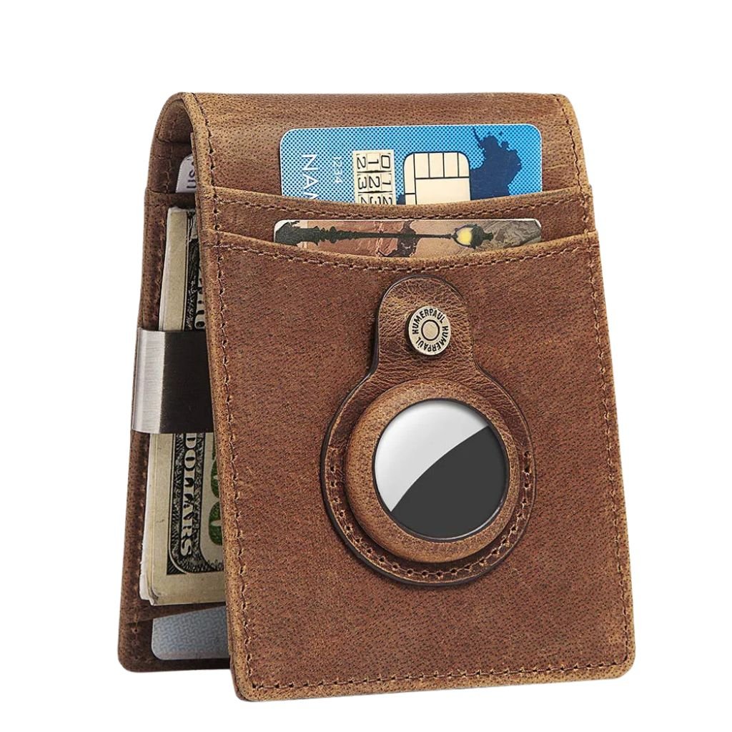AirTag Leather Flip Wallet - MoodPeach