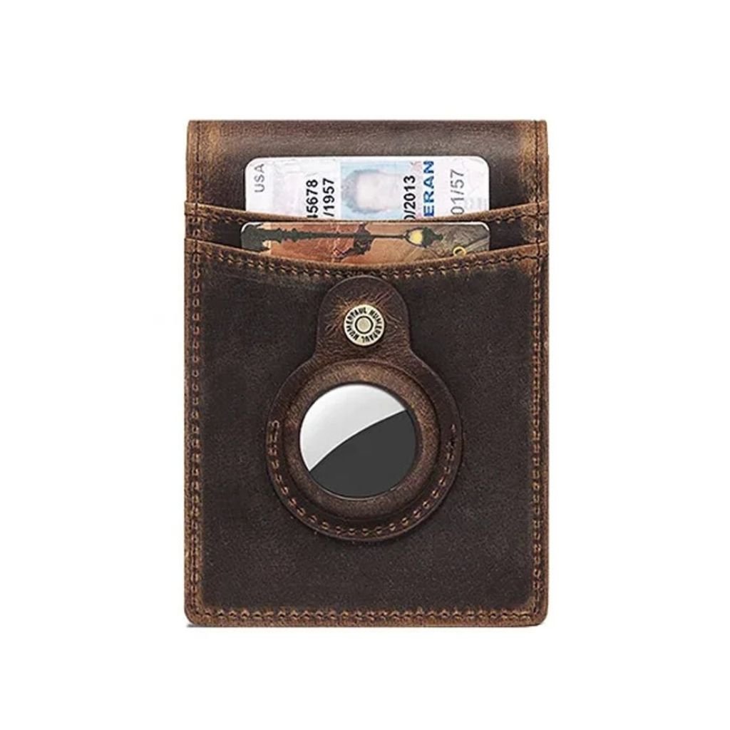 AirTag Leather Flip Wallet - MoodPeach