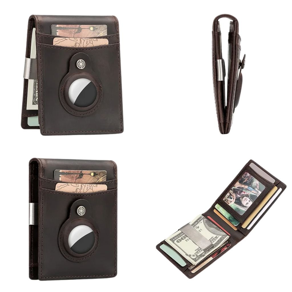 AirTag Leather Flip Wallet - MoodPeach