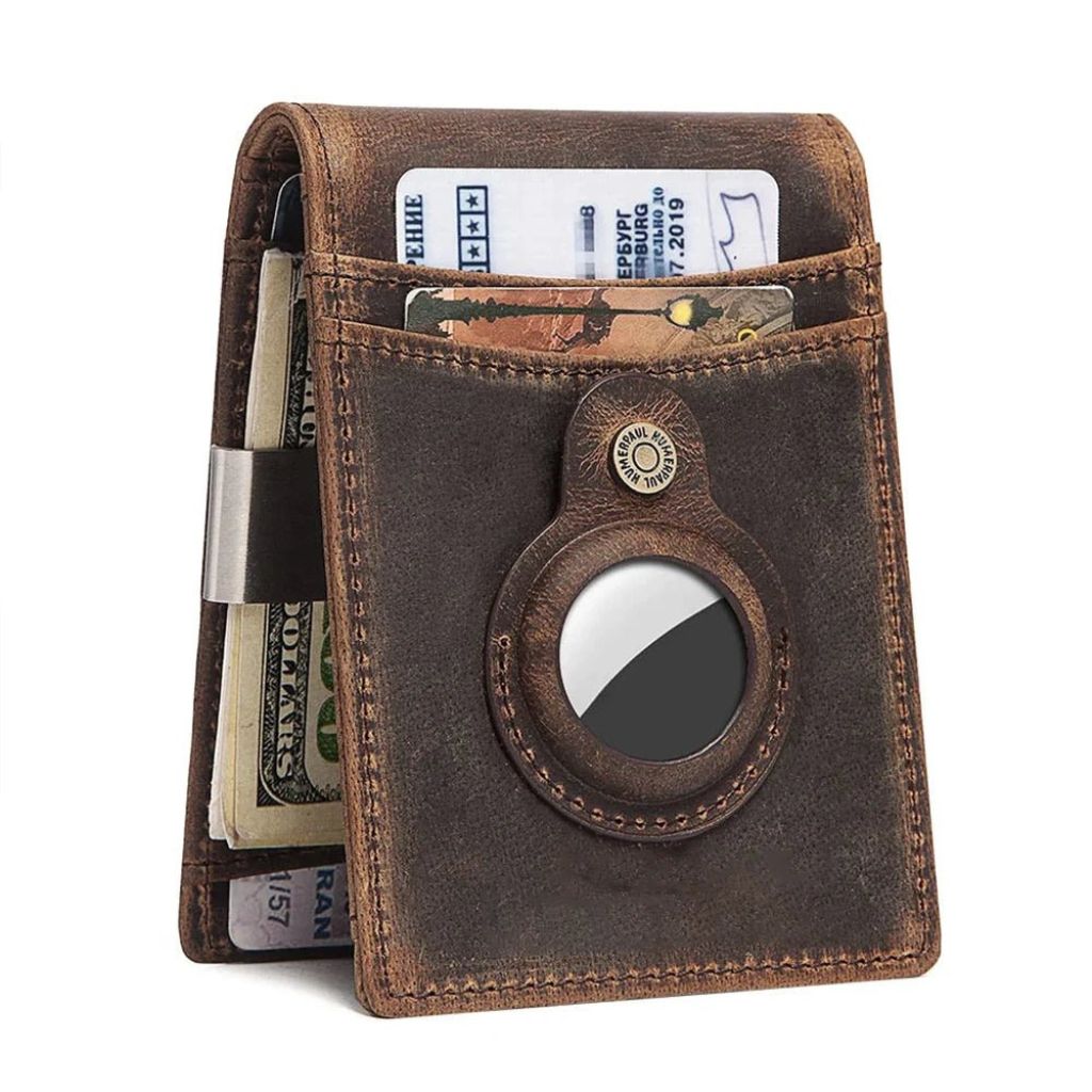 AirTag Leather Flip Wallet - MoodPeach