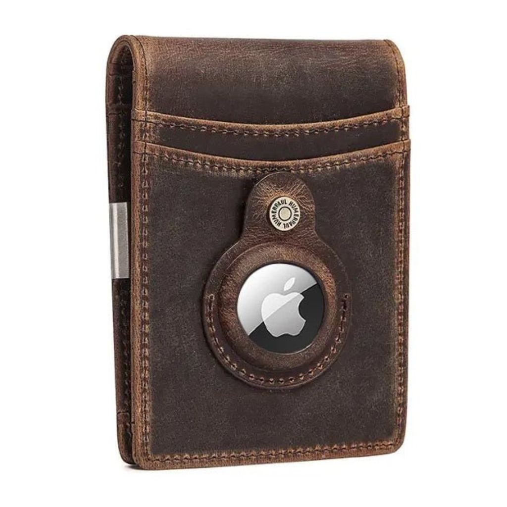 AirTag Leather Flip Wallet - MoodPeach
