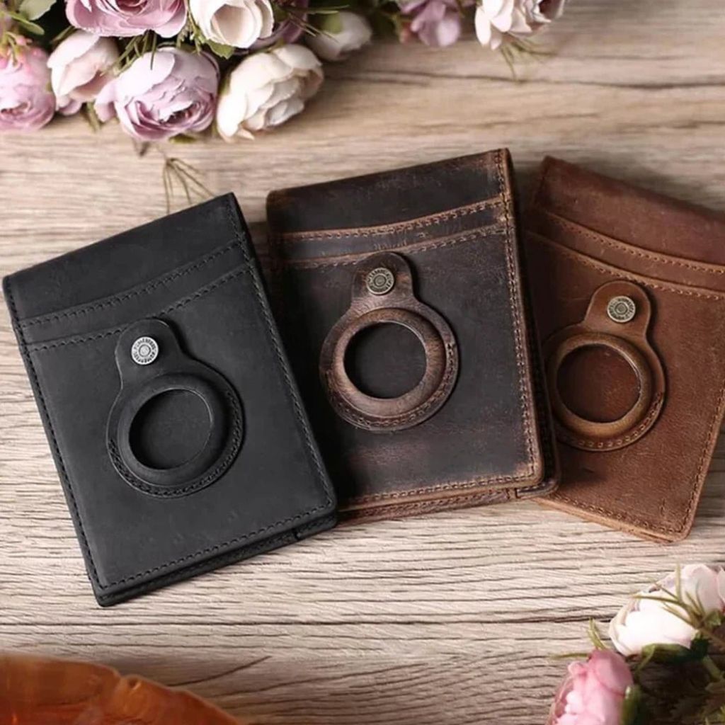 AirTag Leather Flip Wallet - MoodPeach