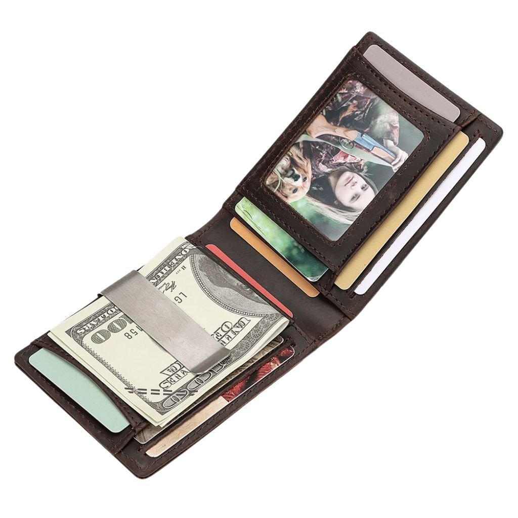 AirTag Leather Flip Wallet - MoodPeach