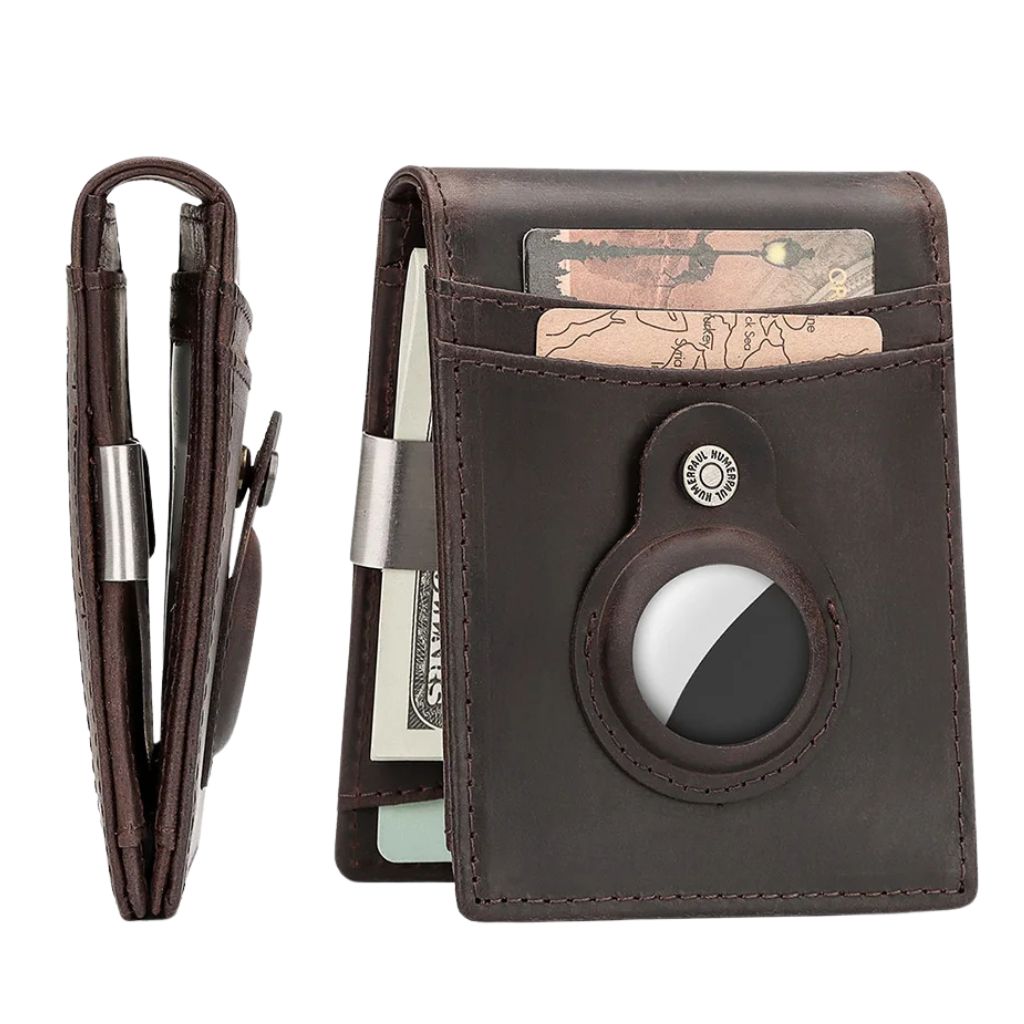 AirTag Leather Flip Wallet - MoodPeach