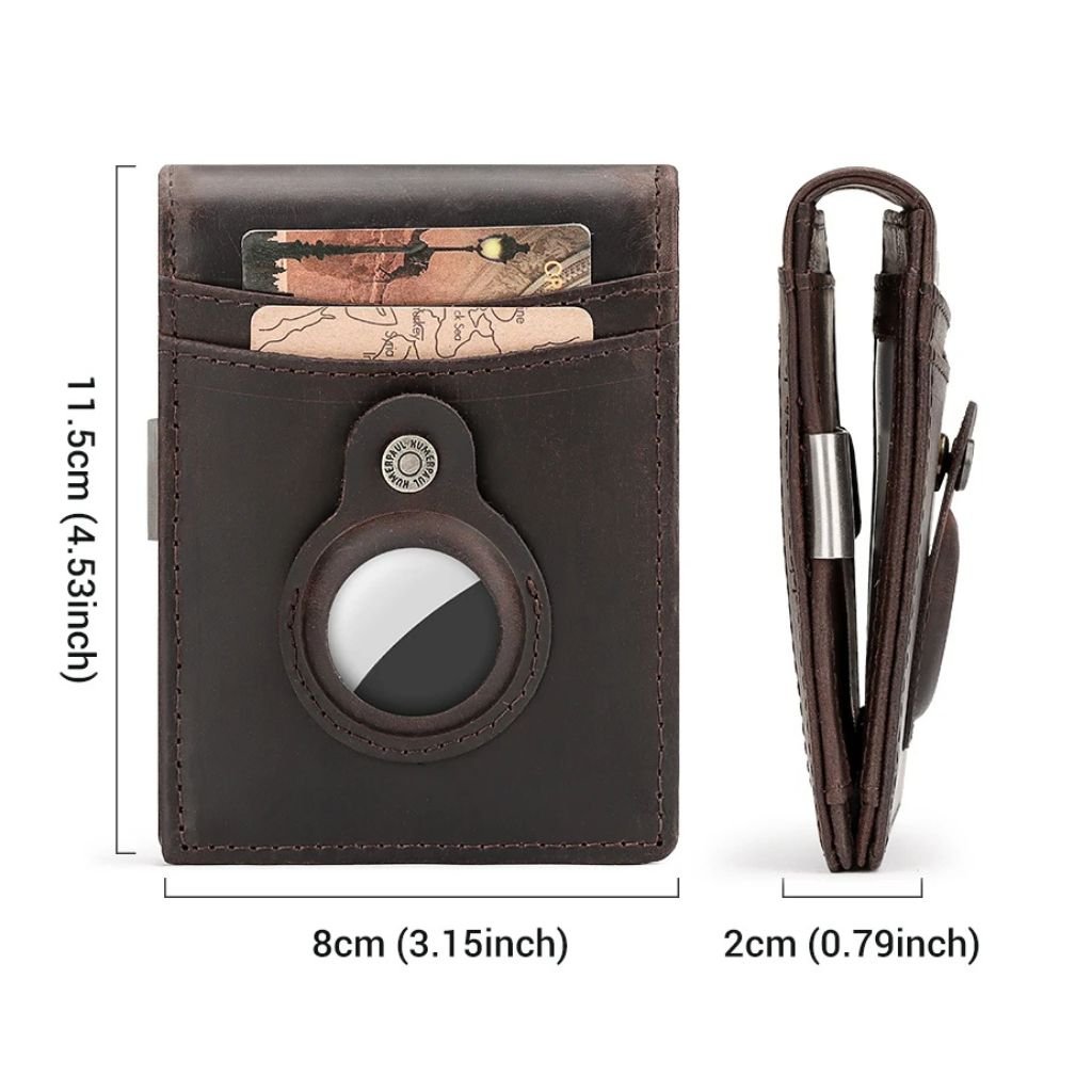 AirTag Leather Flip Wallet - MoodPeach