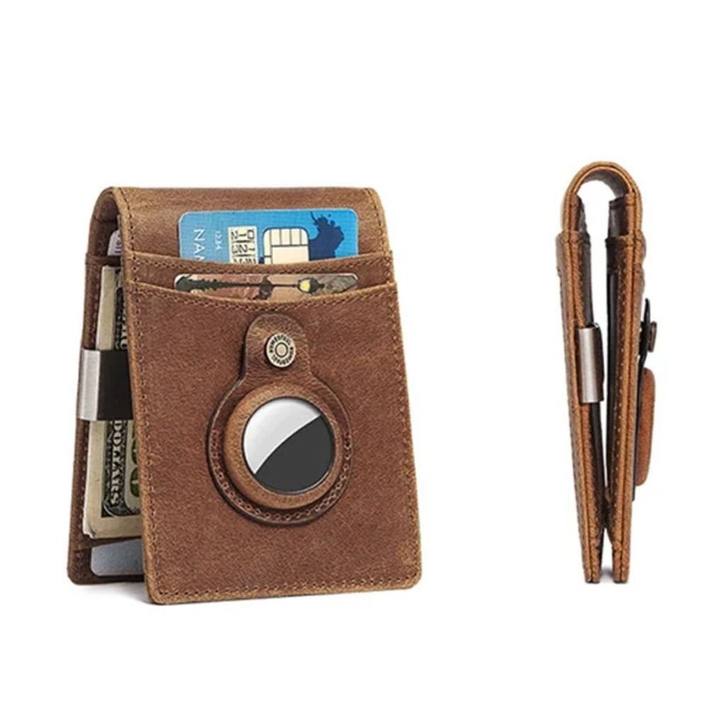 AirTag Leather Flip Wallet - MoodPeach