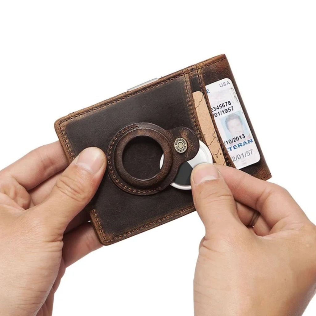 AirTag Leather Flip Wallet - MoodPeach