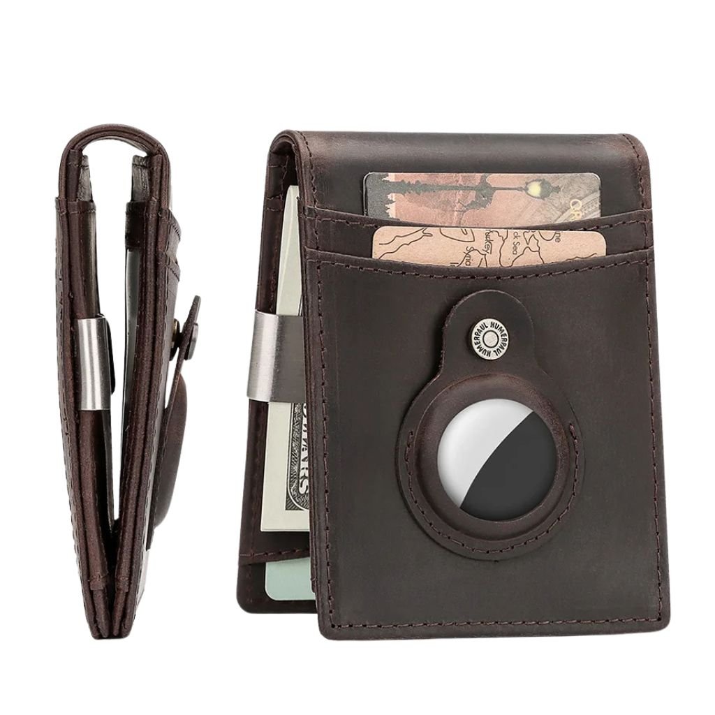 AirTag Leather Flip Wallet - MoodPeach