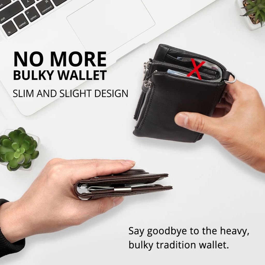 AirTag Leather Flip Wallet - MoodPeach
