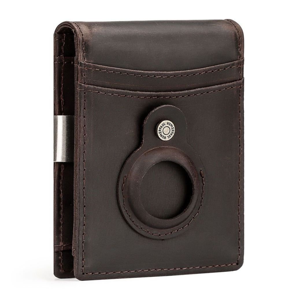 AirTag Leather Flip Wallet - MoodPeach