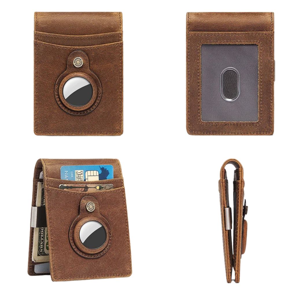 AirTag Leather Flip Wallet - MoodPeach
