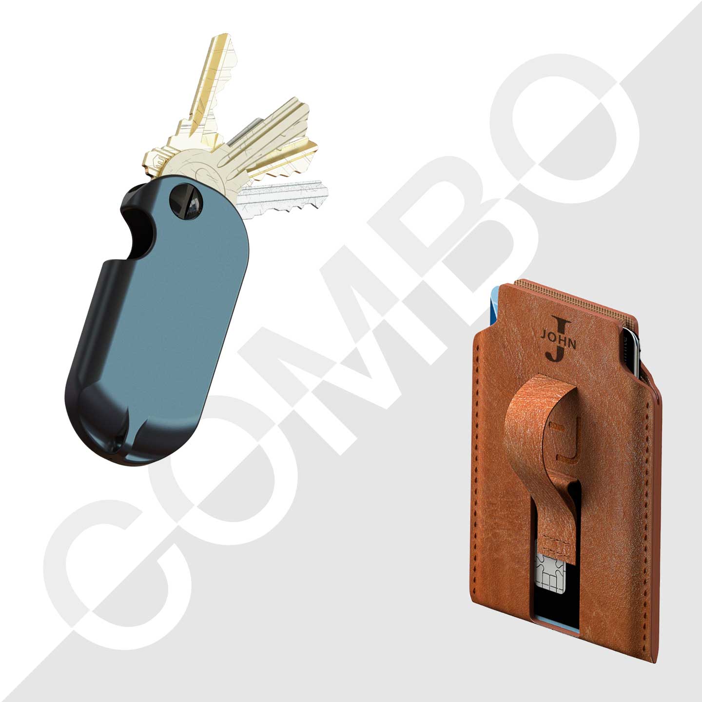 KeyTag + Personalized Wallet Combo - MoodPeach