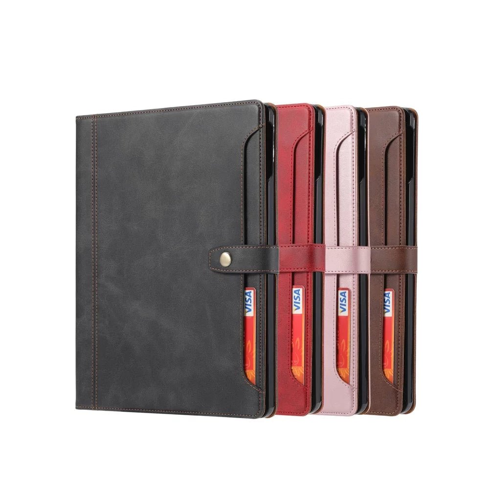 Leather Folio Case with Card Slots & Pencil Holder for iPad - MoodPeach