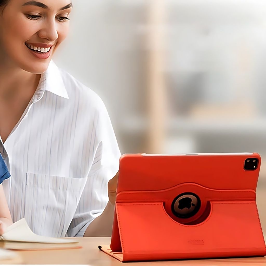 Leather Folio Case with Kickstand for iPad - MoodPeach