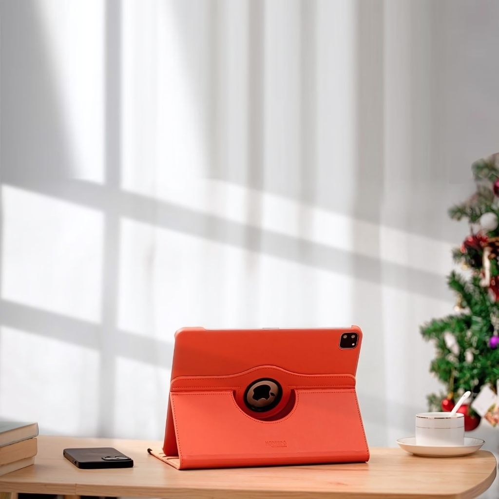 Leather Folio Case with Kickstand for iPad - MoodPeach