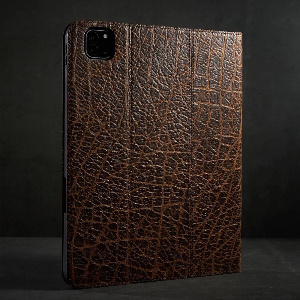 Luxury Genuine Leather Case with Multi - Angle Stand for iPad - MoodPeach