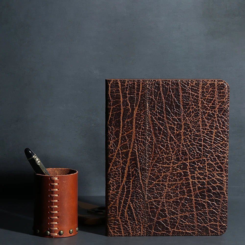 Luxury Genuine Leather Case with Multi - Angle Stand for iPad - MoodPeach