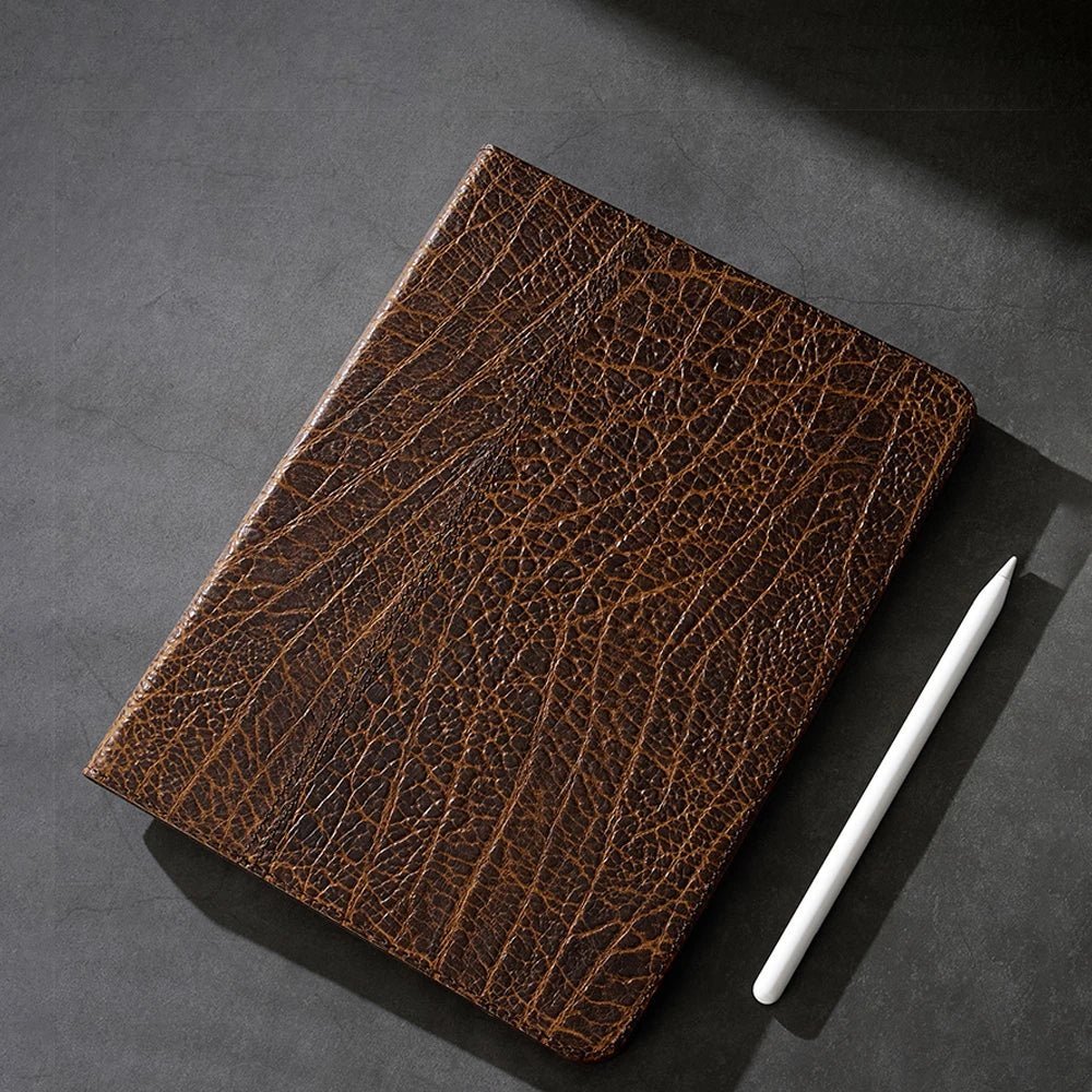 Luxury Genuine Leather Case with Multi - Angle Stand for iPad - MoodPeach