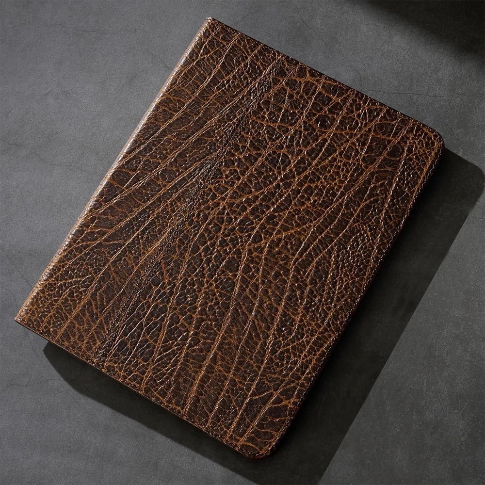 Luxury Genuine Leather Case with Multi - Angle Stand for iPad - MoodPeach