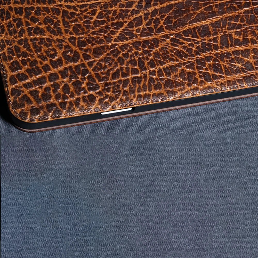 Luxury Genuine Leather Case with Multi - Angle Stand for iPad - MoodPeach