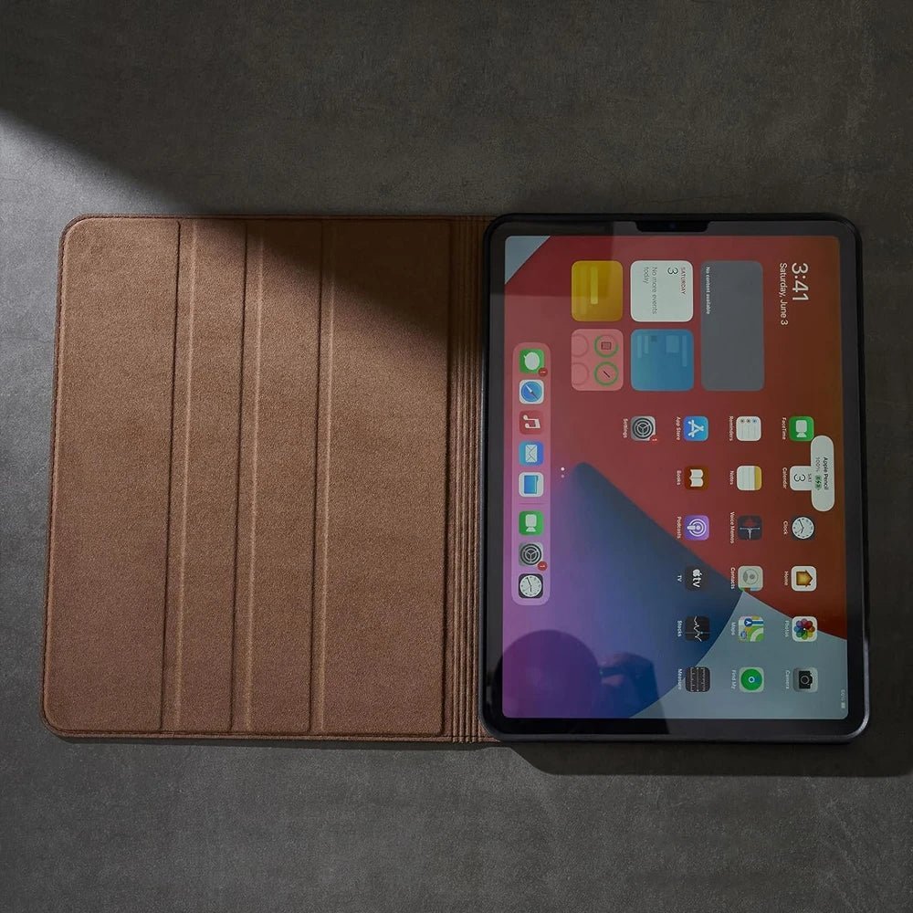 Luxury Genuine Leather Case with Multi - Angle Stand for iPad - MoodPeach