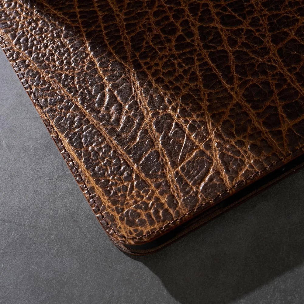Luxury Genuine Leather Case with Multi - Angle Stand for iPad - MoodPeach