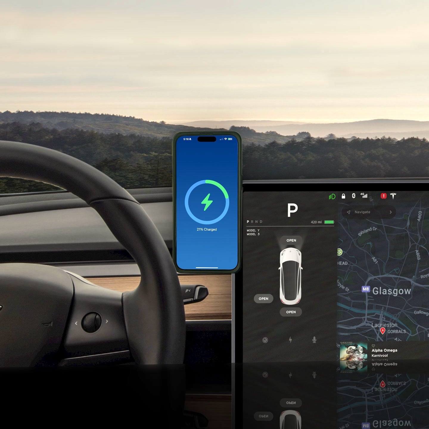 MagBak Phone Mount And Charger for Tesla Model 3 and Y - MoodPeach