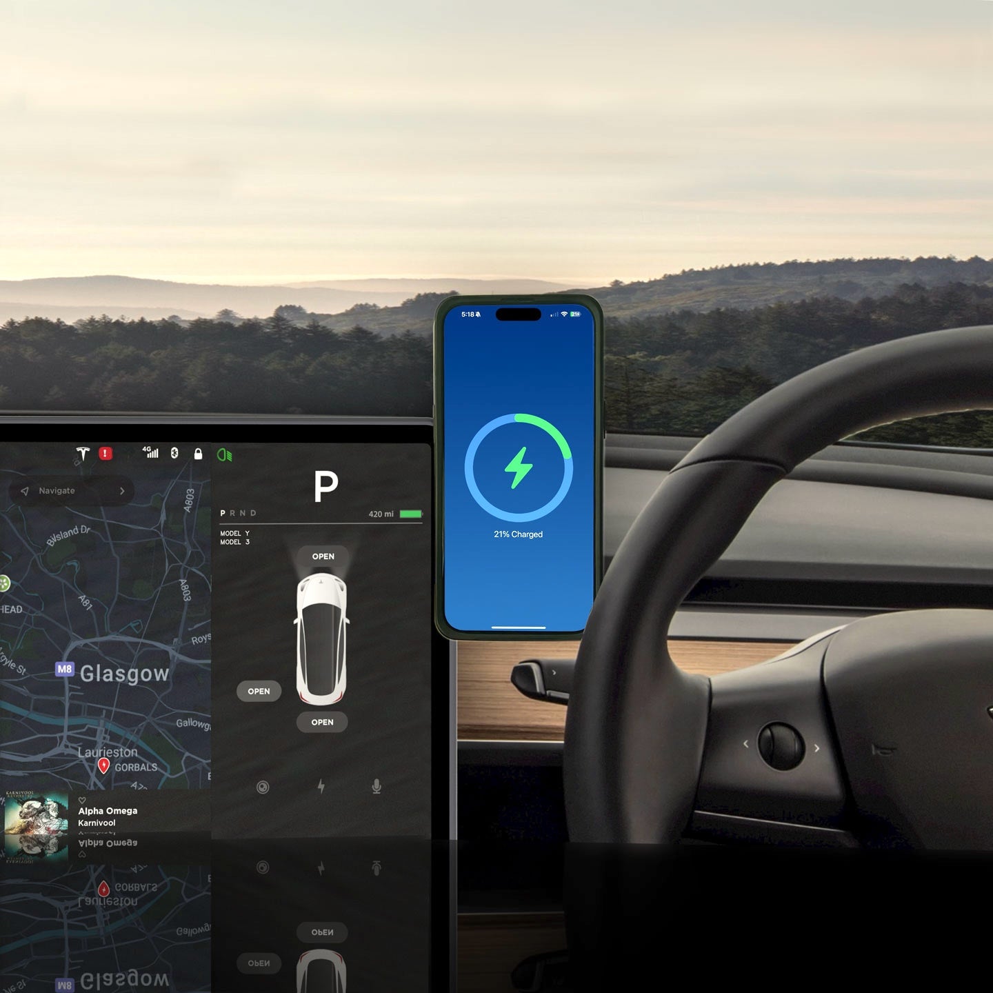 MagBak Phone Mount And Charger for Tesla Model 3 and Y - MoodPeach