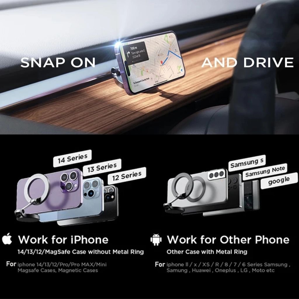 Magnetic Car Phone Holder with Rotation & Fold - MoodPeach