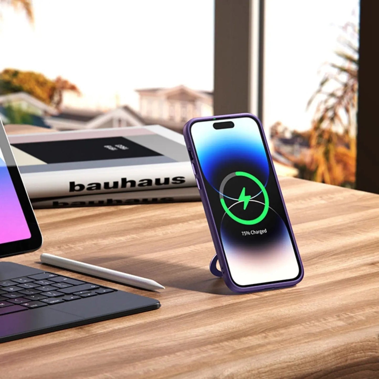 Magnetic Case with Kickstand for iPhone - MoodPeach