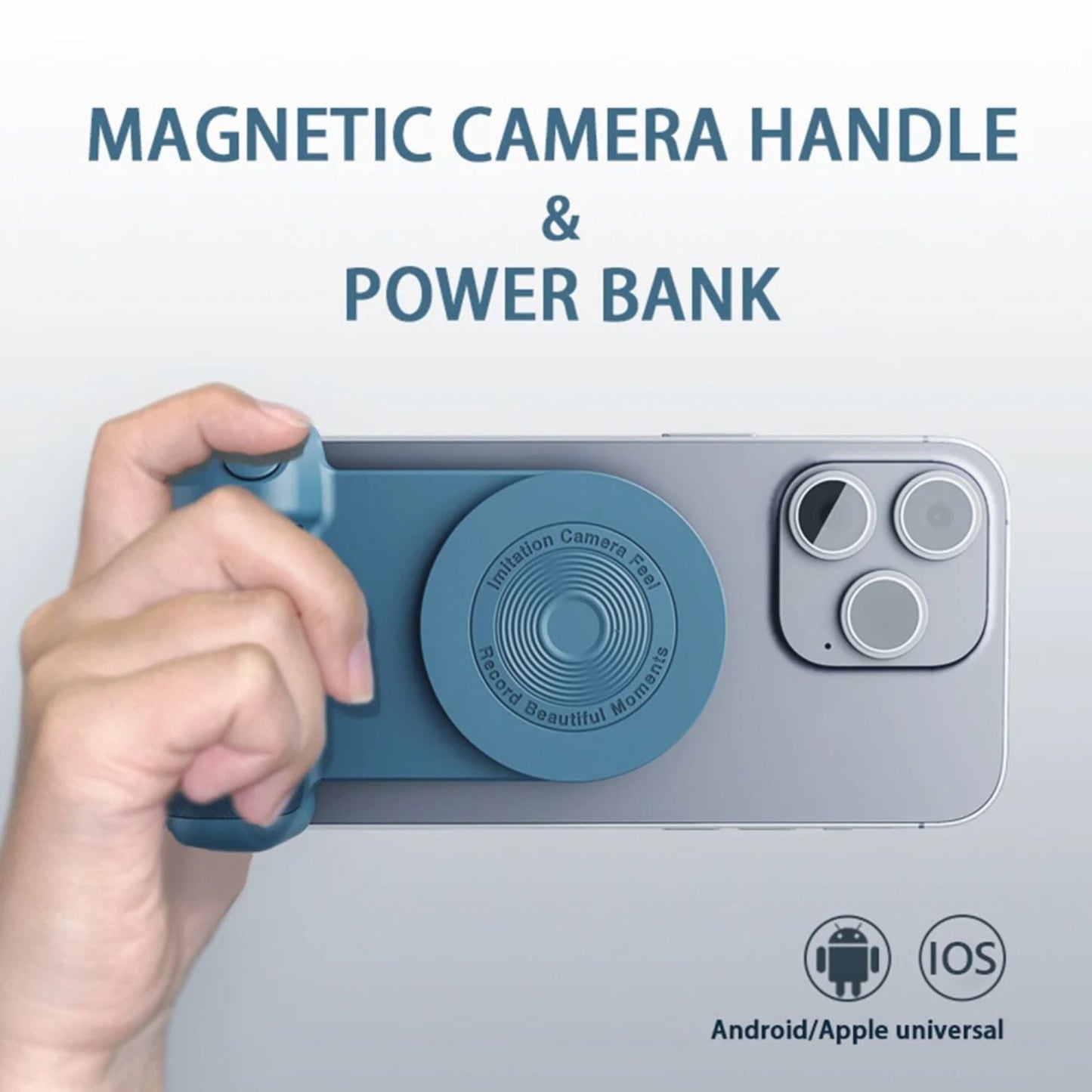 Magnetic Holder with Camera Snap & PowerBank - MoodPeach