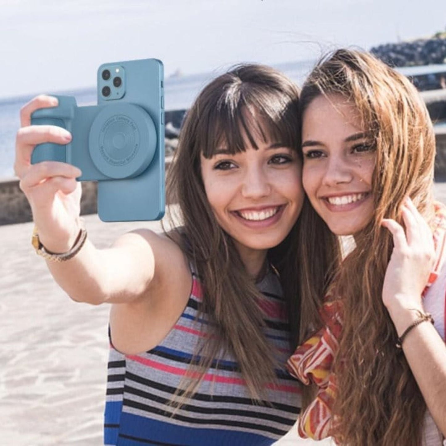 Magnetic Holder with Camera Snap & PowerBank - MoodPeach