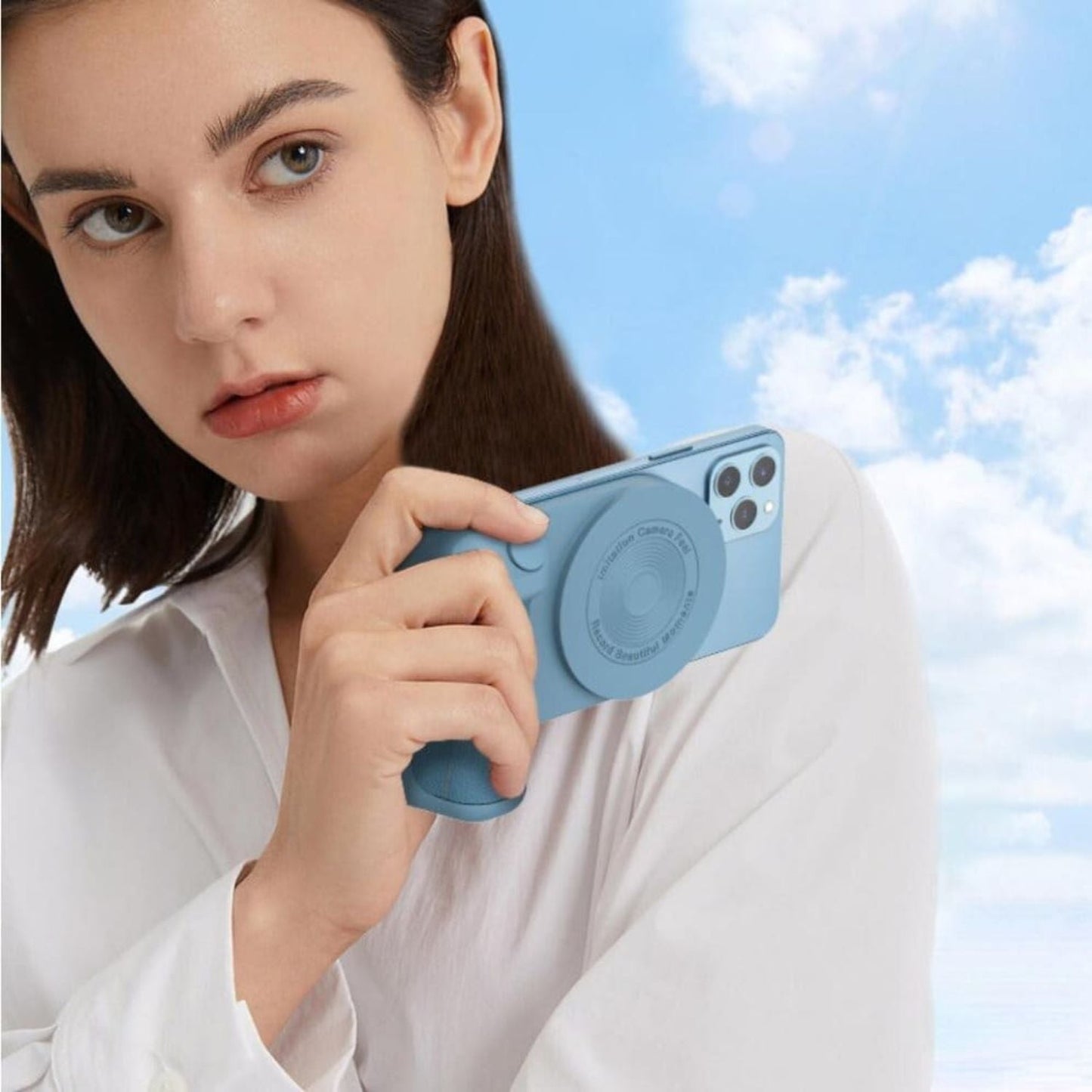 Magnetic Holder with Camera Snap & PowerBank - MoodPeach