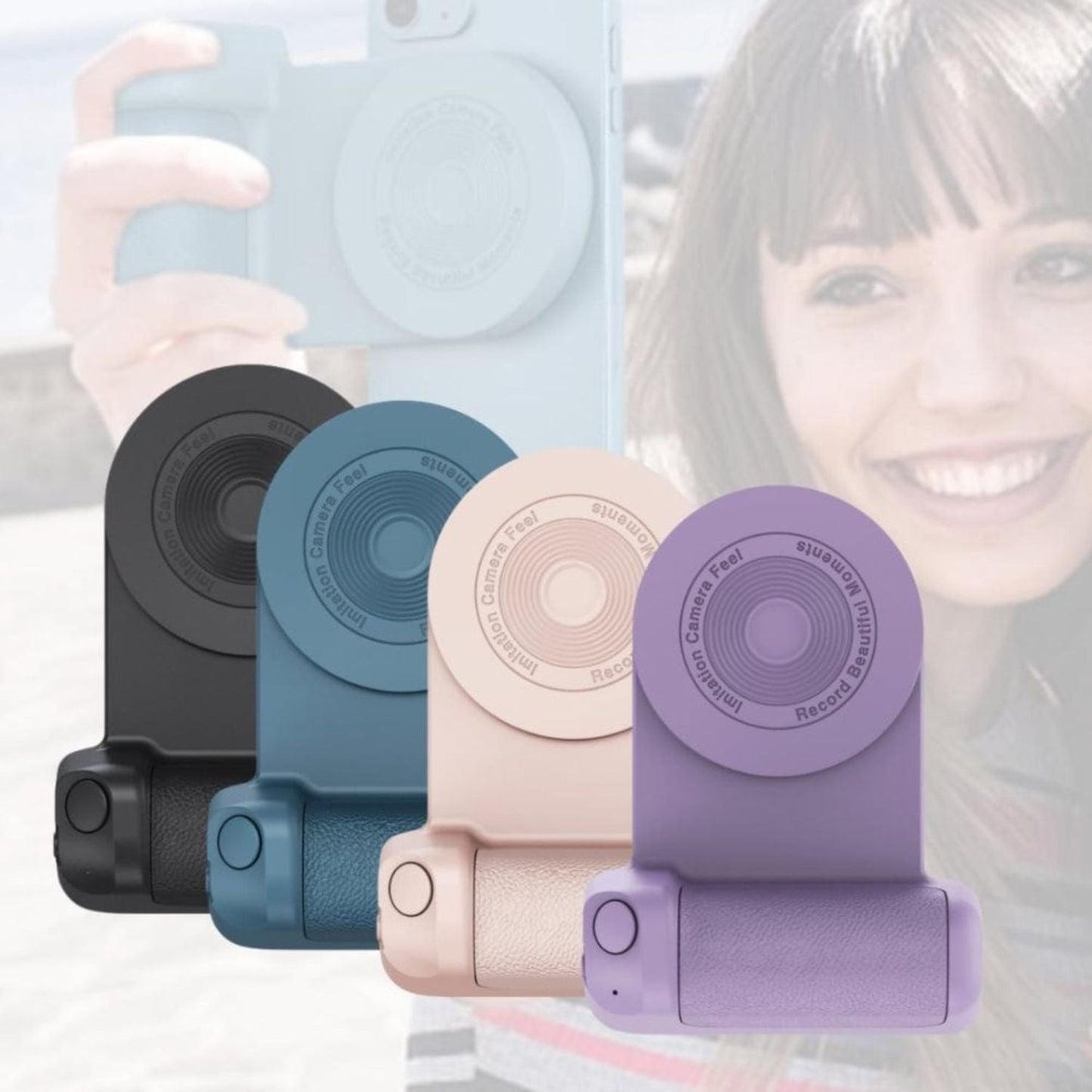 Magnetic Holder with Camera Snap & PowerBank - MoodPeach