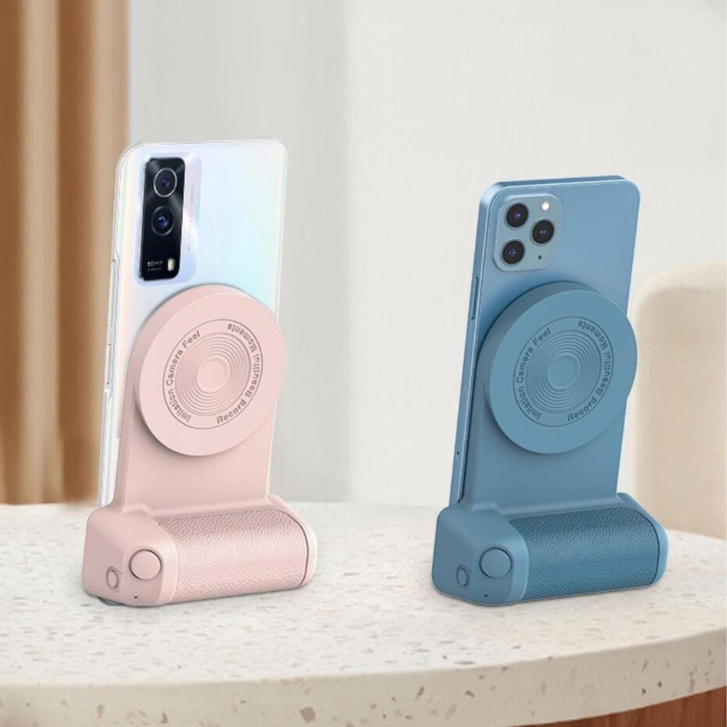 Magnetic Holder with Camera Snap & PowerBank - MoodPeach