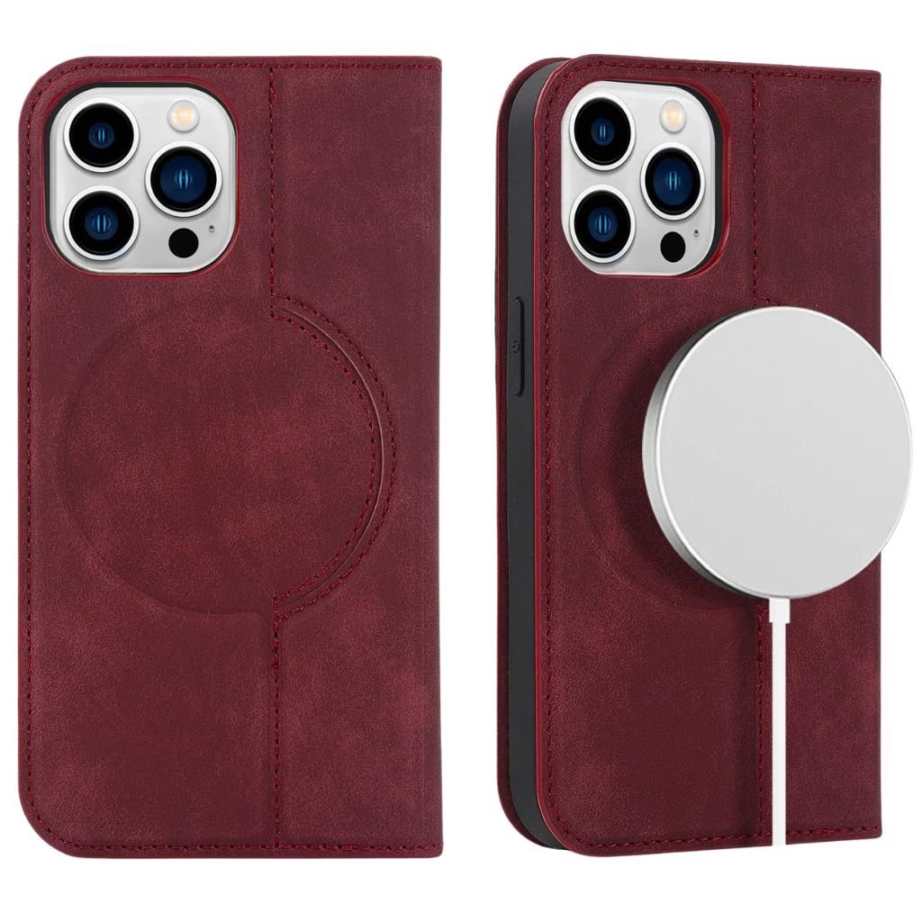 Magnetic Leather Case with Wallet for iPhone - MoodPeach