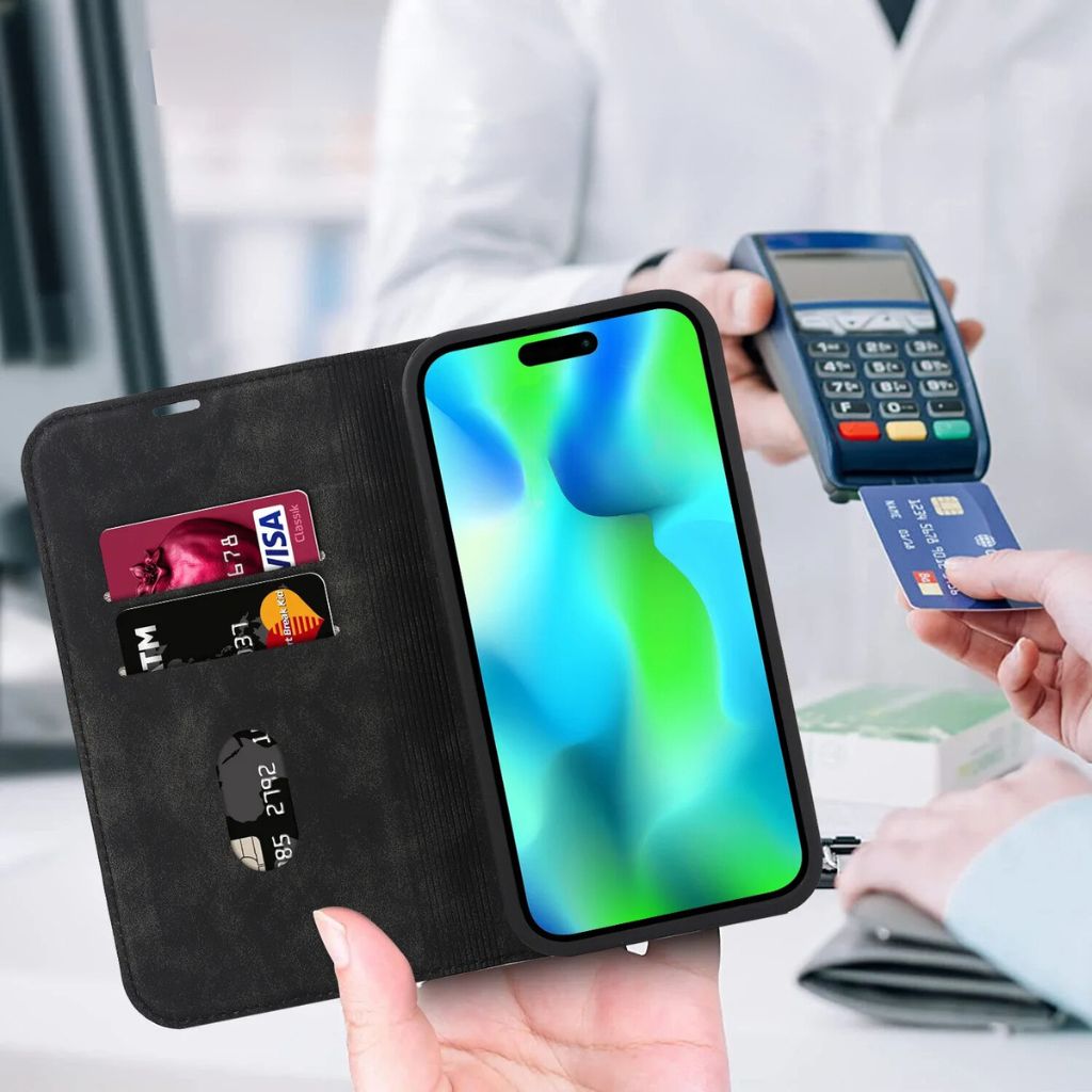 Magnetic Leather Case with Wallet for iPhone - MoodPeach