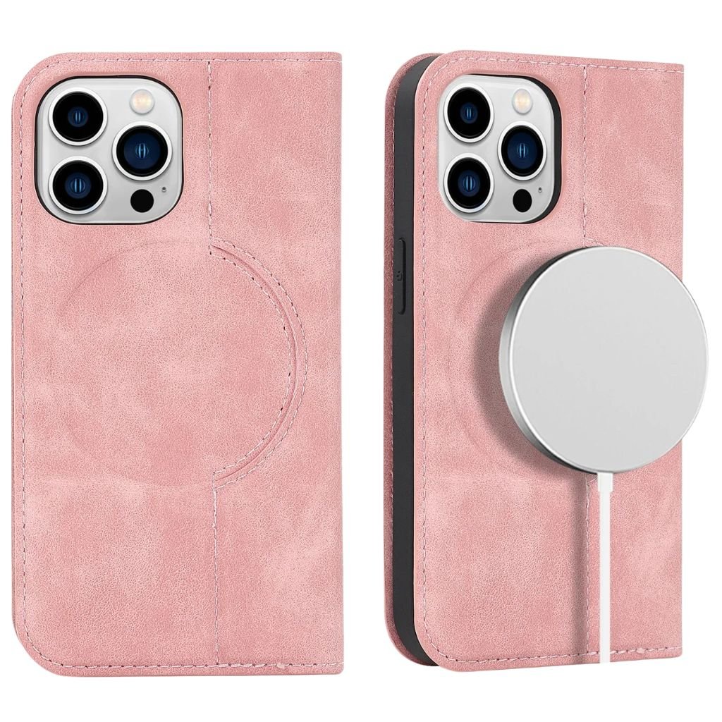 Magnetic Leather Case with Wallet for iPhone - MoodPeach